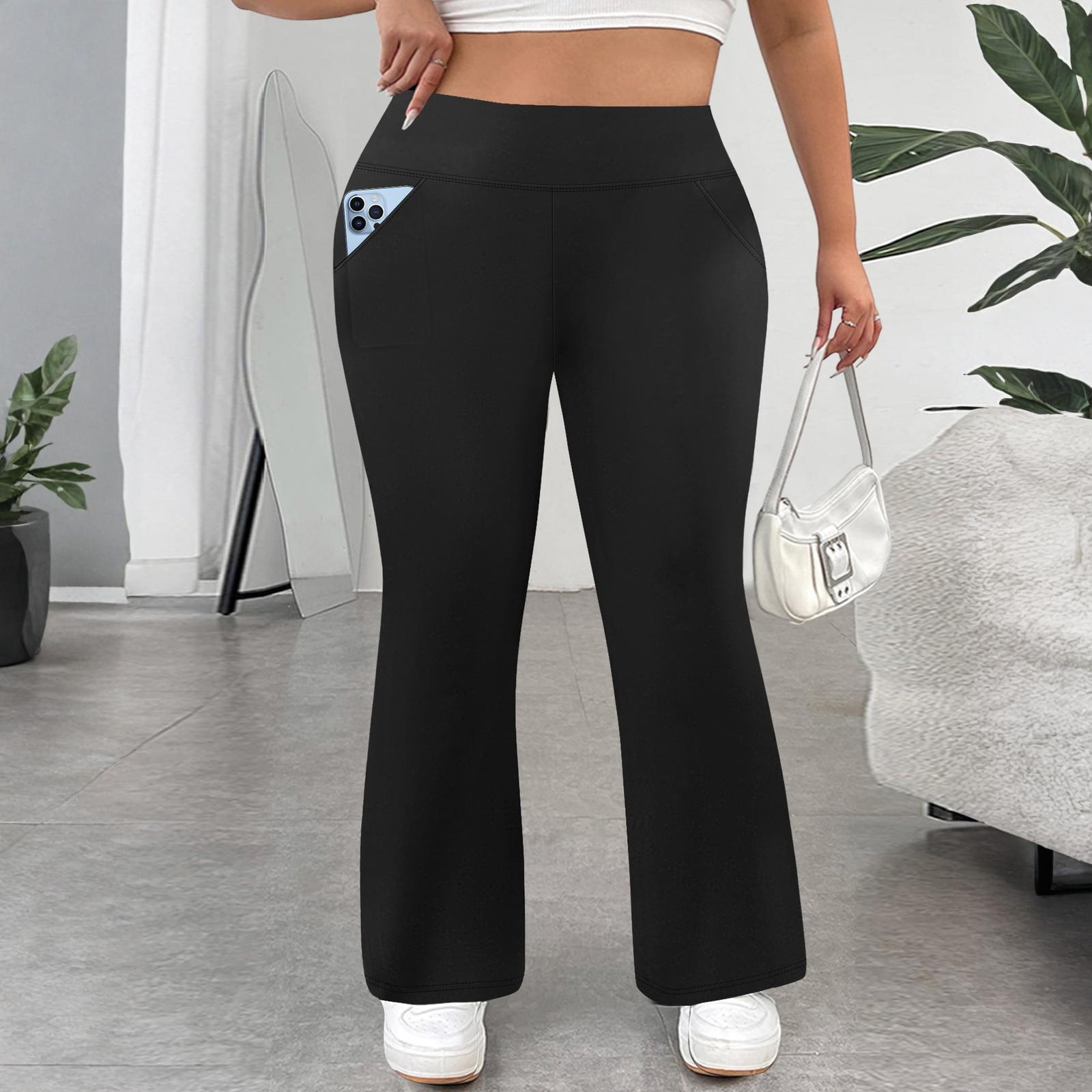 

Women s Casual Slim-Fit High-Waisted Pants Solid-Color Yoga Pants With Pockets XL