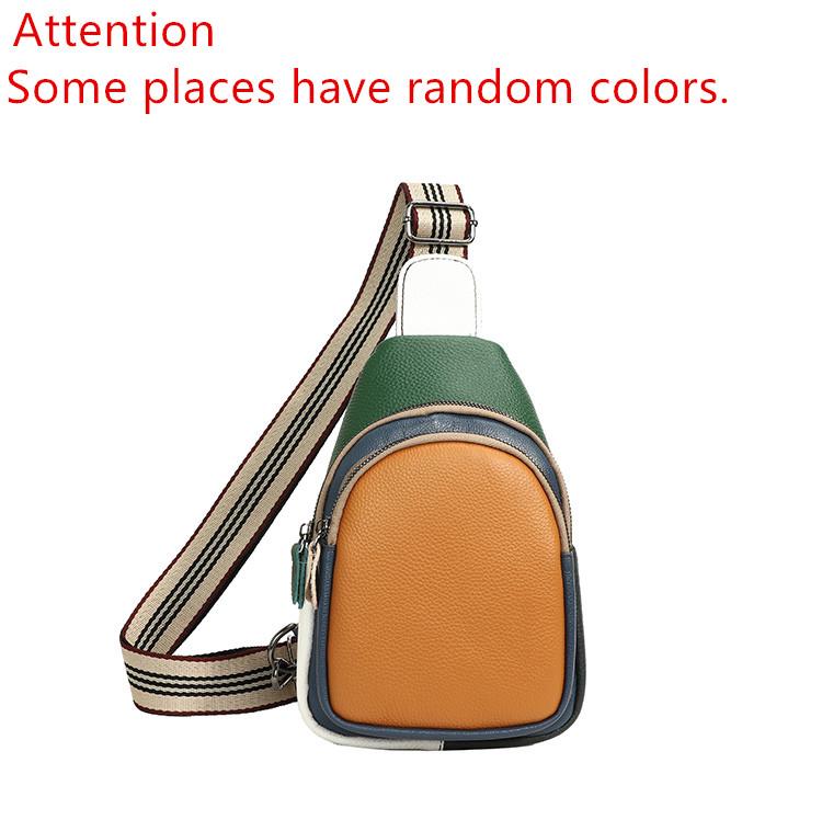 Fashion Color Stitching Cowhide Women Chest Bag Backpack Luxury Genuine Leather Multi-pocket Female Shoulder Crossbody Back Pack