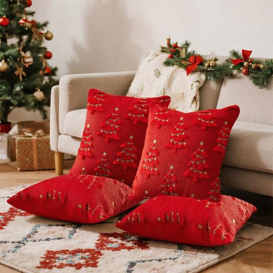 Yousheng 1/2Pcs Christmas Pillowcase 3D Tree Pattern Sofa Bedding Cushion Cover Living Room Bedroom Home Decor