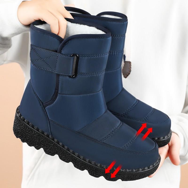 Womens Winter Snow Boots Warm Fleece Lined Non Slip Flat Heel Ankle Plus Size 35-43