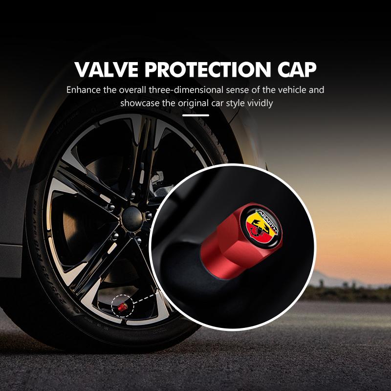 For Abarth 4Pcs Car Styling Aluminium Alloy Wheel Tire Valve Cover Caps FIAT 500 FR Stilo Doblo Tipo Lancia Musa Grande