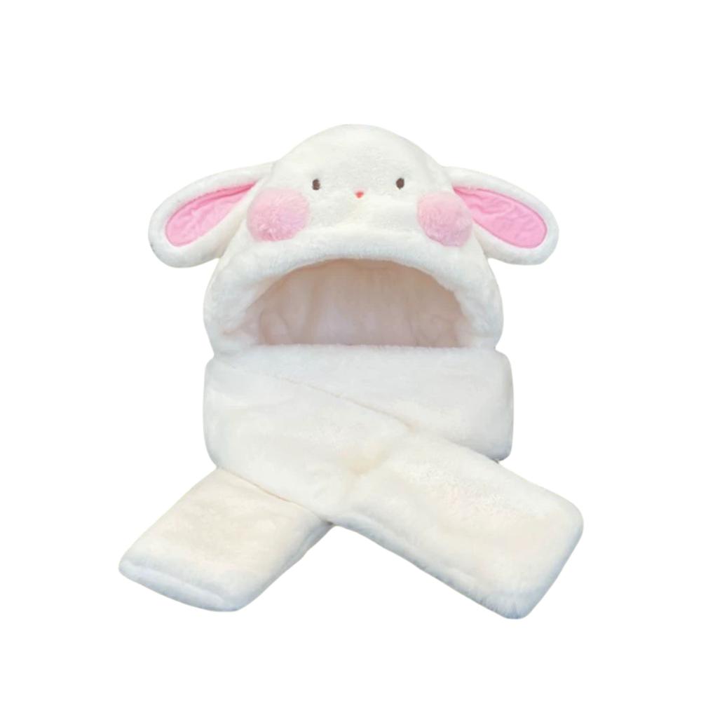 

Милая шапка с вислоухим кроликом, теплые плюшевые перчатки с кроликом, шарф с мультяшным кроликом, уличная одежда белый