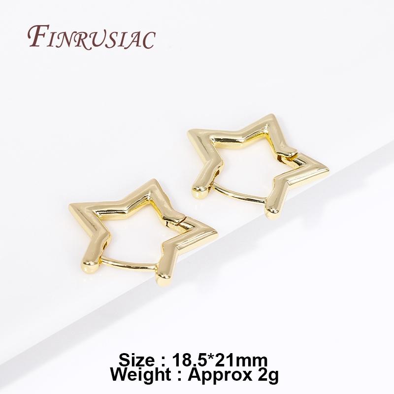 

18K Gold Plated Brass Heart/Star Hoops Earrings For Women Fashion Jewelry Accessories Female Earrings Wholesale 1 Pair
