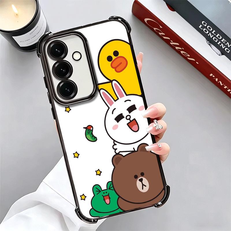 Cartoon Bear B-Browns C-Conys Plating Phone Case For Samsung A17 A07 A37 A57 A16 A56 A15 A55 A14 A54 A13 A53 A26 A36 A25 A35 A24