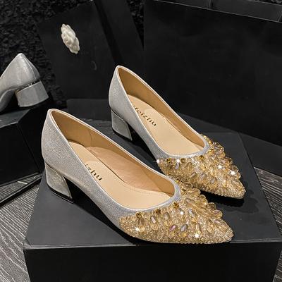 2024 New Hot Shoes for Women Luxury Pumps Fashion Rhinestone High Heels Shoes Ladies Party Casual Dress Shoes Big Size