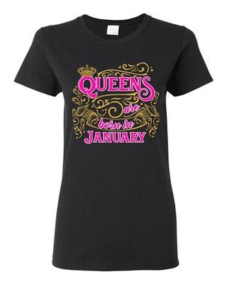 Ladies Queens Are Born In January Crown Birthday Funny DT T-Shirt Tee Unisex T-Shirt