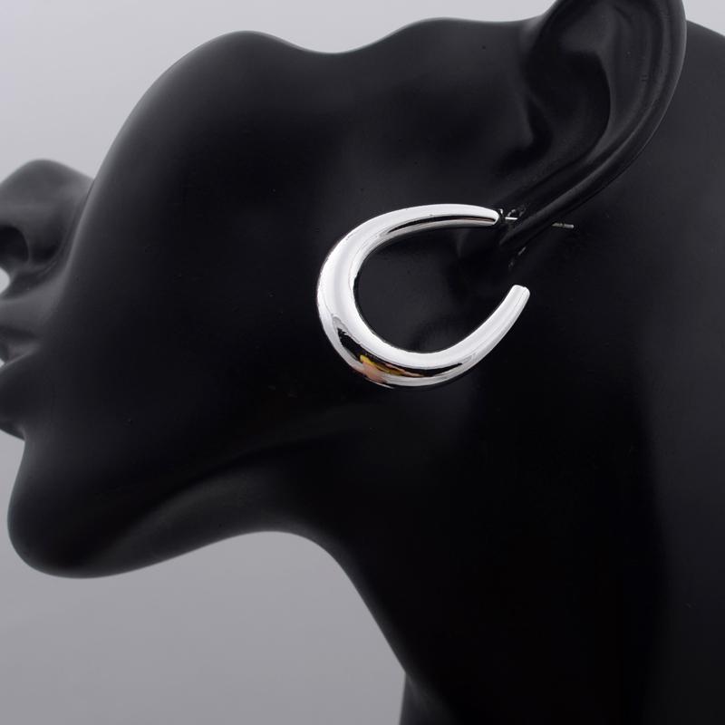 Women's Chunky Open Oval Dangle Earrings for Wedding Party European Vintage Golden Copper Color Geometry Punk Zircon Gift