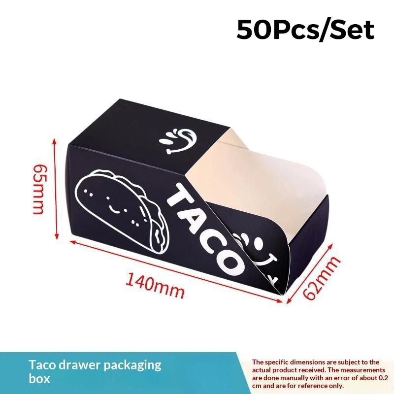 50/100Pcs Taco Paper Packaging Box Disposable Paper Holder For Sandwich Hot Dog Burger Takeaway Fast Food Restaurant Party Use