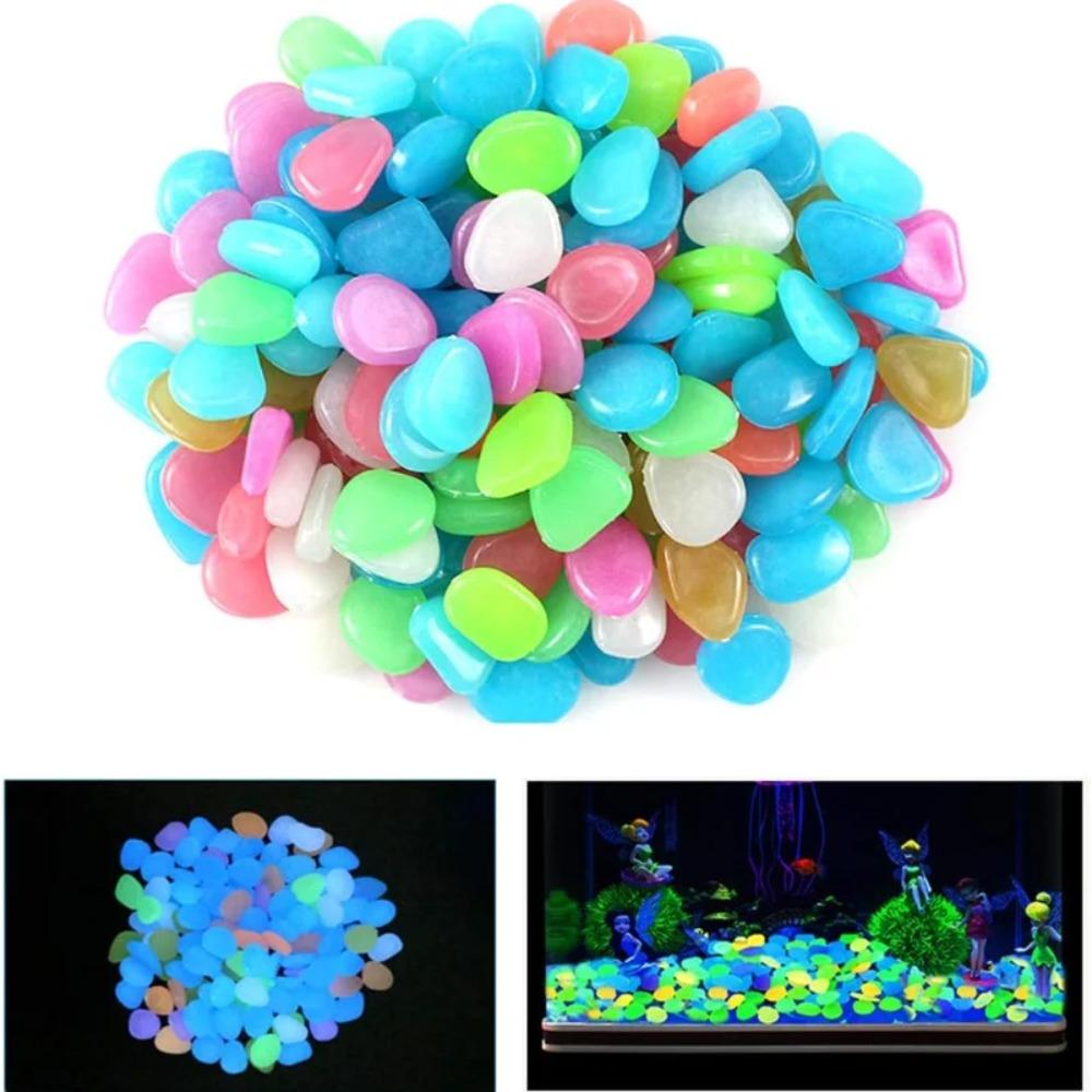 Leuchtsteine Leuchten im Dunkeln Kieselsteine Steine Fluoreszierende Steine für Aquarium Aquarien Wasserlandschaft Heimdeko 1cm