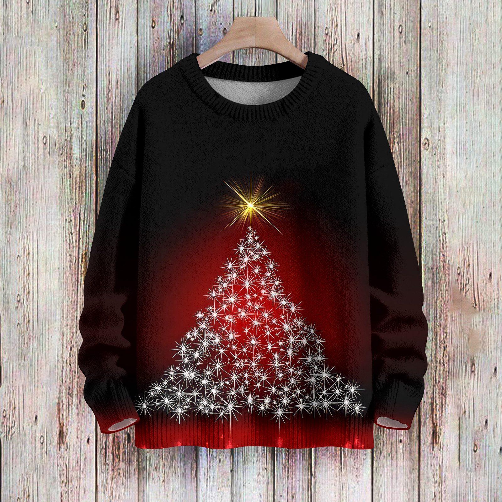 

Рождественские толстовки для женщин Вязаный свитер Милая рубашка Осенний свитер с круглым вырезом Топы L красный