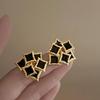 Retro Polka Dot Geometric Circle Earrings - Fashionable, High-End, European & American Style for Women
