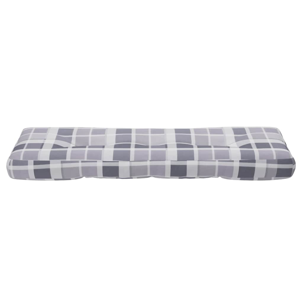 Grey Checkered Pallet Cushion 120 X 40 X 12 Cm Fabric