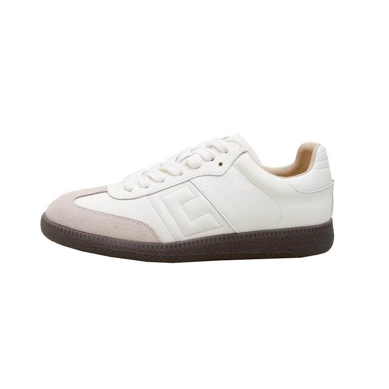 

Leather niche silver women s spring and summer new retro round head splicing casual sports shoes 40