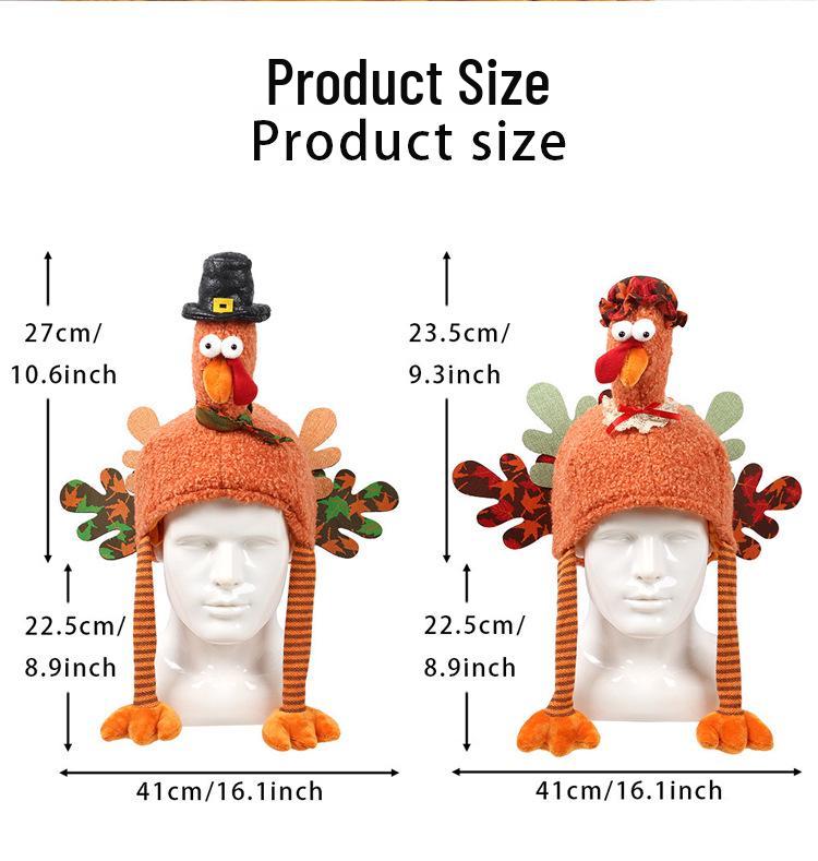 Thanksgiving Cartoon Turkey Plush Hat - Festive Party Decoration