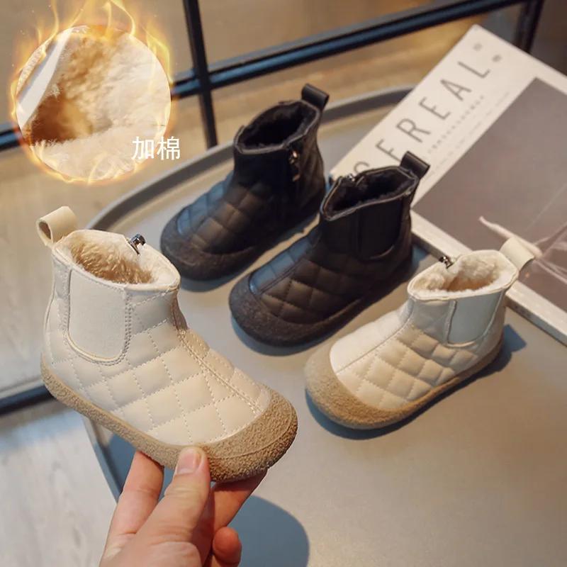 Autumn Winter Plush Warm Girl Shoe Warm AntiSlip Soft Sole Snow Boot Fashion Princess Kid Shoe Plush Cotton Shoes Kid Ankle Boot