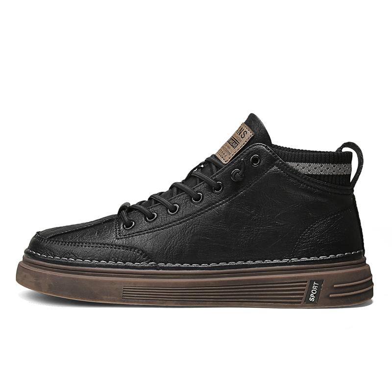 High-top shoes winter velvet thickened warm cotton shoes outdoor soft-soled labor insurance casual leather shoes waterproof