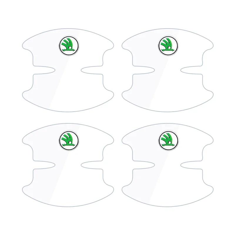 2026 Horké 4/8 ks Pro Škoda Octavia Fabia Superb Karoq Nálepka na kliku dveří auta Závodní Sportovní Ochranné Samolepky Film na misku dveří Příslušenství