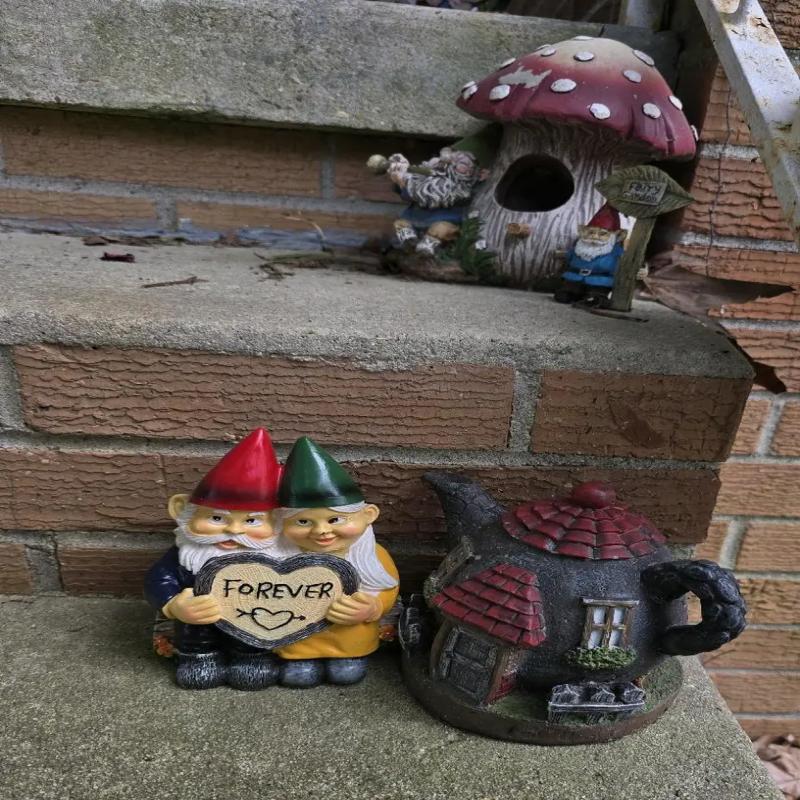 Romantiskt Julpar Alv - Kombinera Jul och Romantik - Mysig Pose - Tomtestaty Juldekoration Gåvor