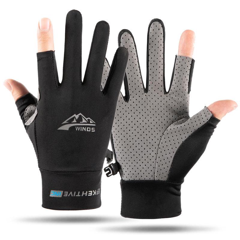 Ice Silk Unisex Fingerless Gloves: Lightweight Sun Protection for Outdoor Activities