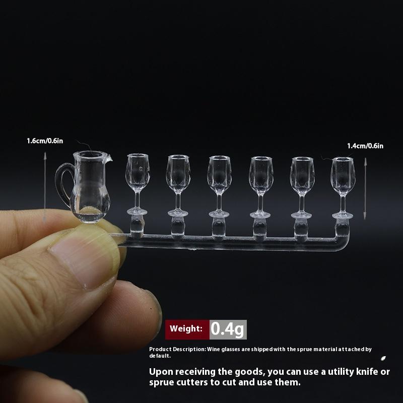 1 Set Miniature Wine Bottles DollHouse Kitchen Restaurant Decor Accessories Mini Red Wine Cup Model
