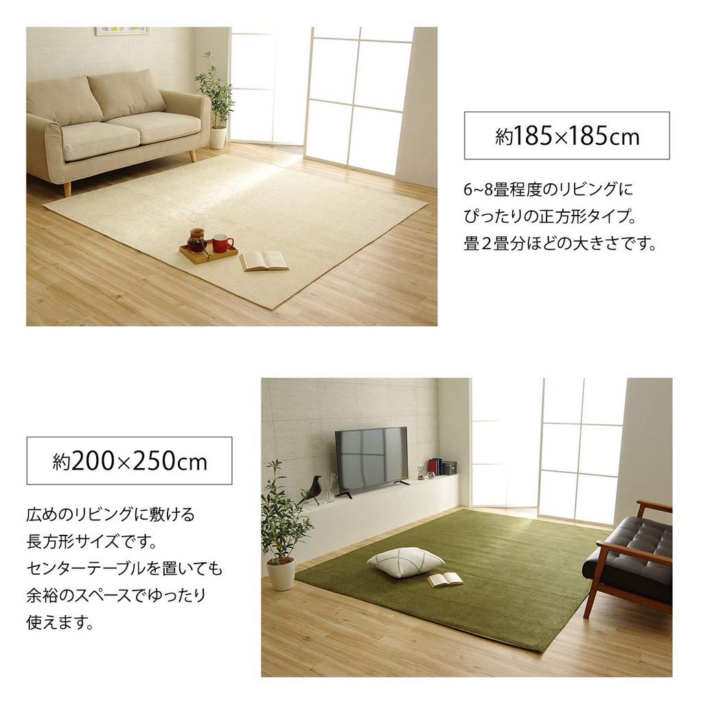 IKEHIKO Moderno Rug, Brown, Washable, Water-Repellent, Simple, Non-Slip, Approx. 185 X 185cm, #4599229