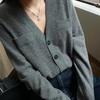 Korean Style 2024 V-neck Cashmere Cardigan Women's Autumn Knit Sweater
