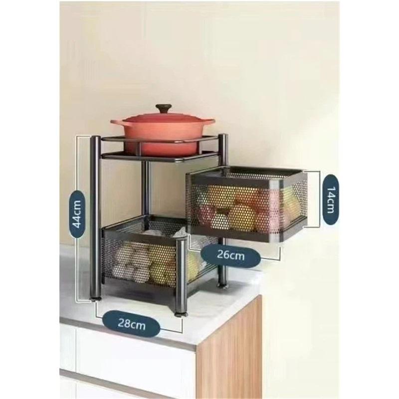 Rotating Kitchen Storage Cart Carbon Steel