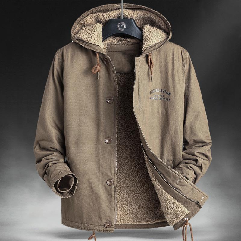 Lamb Wool Cotton Coat for Men In Winter Thickened with Wool Loose and Oversized Casual Clothes Trendy Deck Clothes Warm Jacket