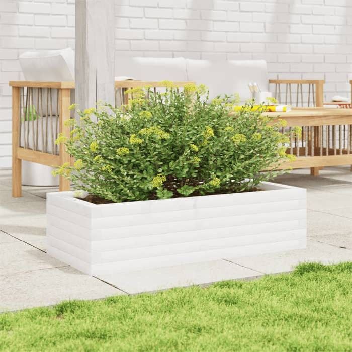 VidaXL Jardinière blanc 90x40x23 cm bois de pin massif, jardinière d'extérieur, bac à fleurs, boîte à plantes, jardinière de 847224