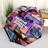 Game Grand Theft Auto Print Automatic Umbrella, 8 Rib Iron Frame, Plastic Handle, Suitable for Outdoor Travel &Daily , Ideal Gift