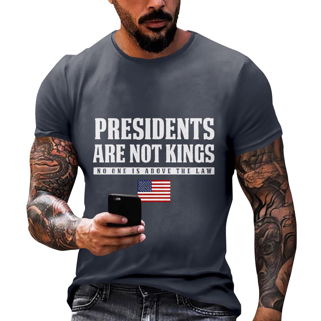 Men's  Neck Short-Sleeve T-Shirt With American Political Print