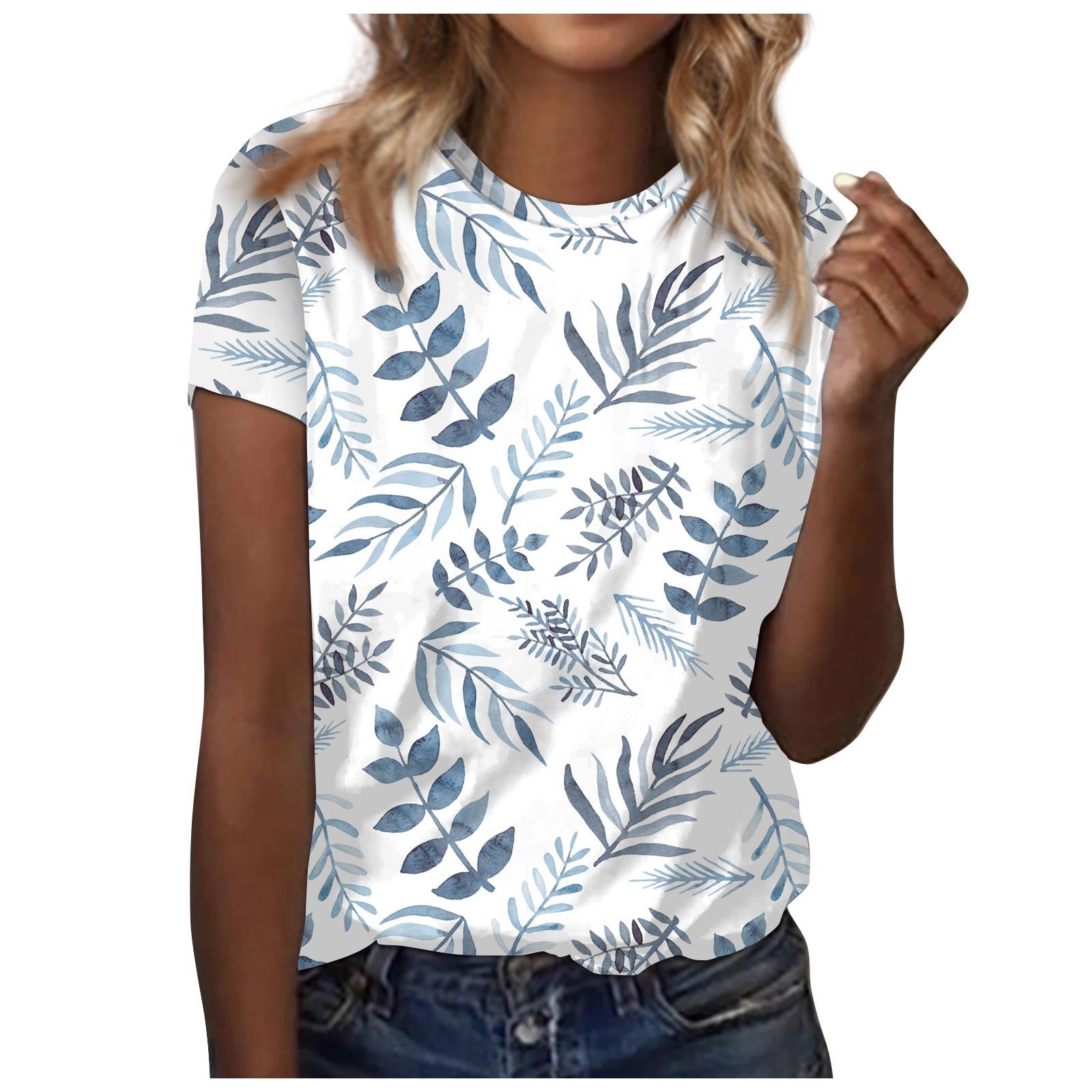 

Женские модные повседневные топы с принтом, рубашки с короткими рукавами, пуловеры с круглым вырезом, футболки L белый