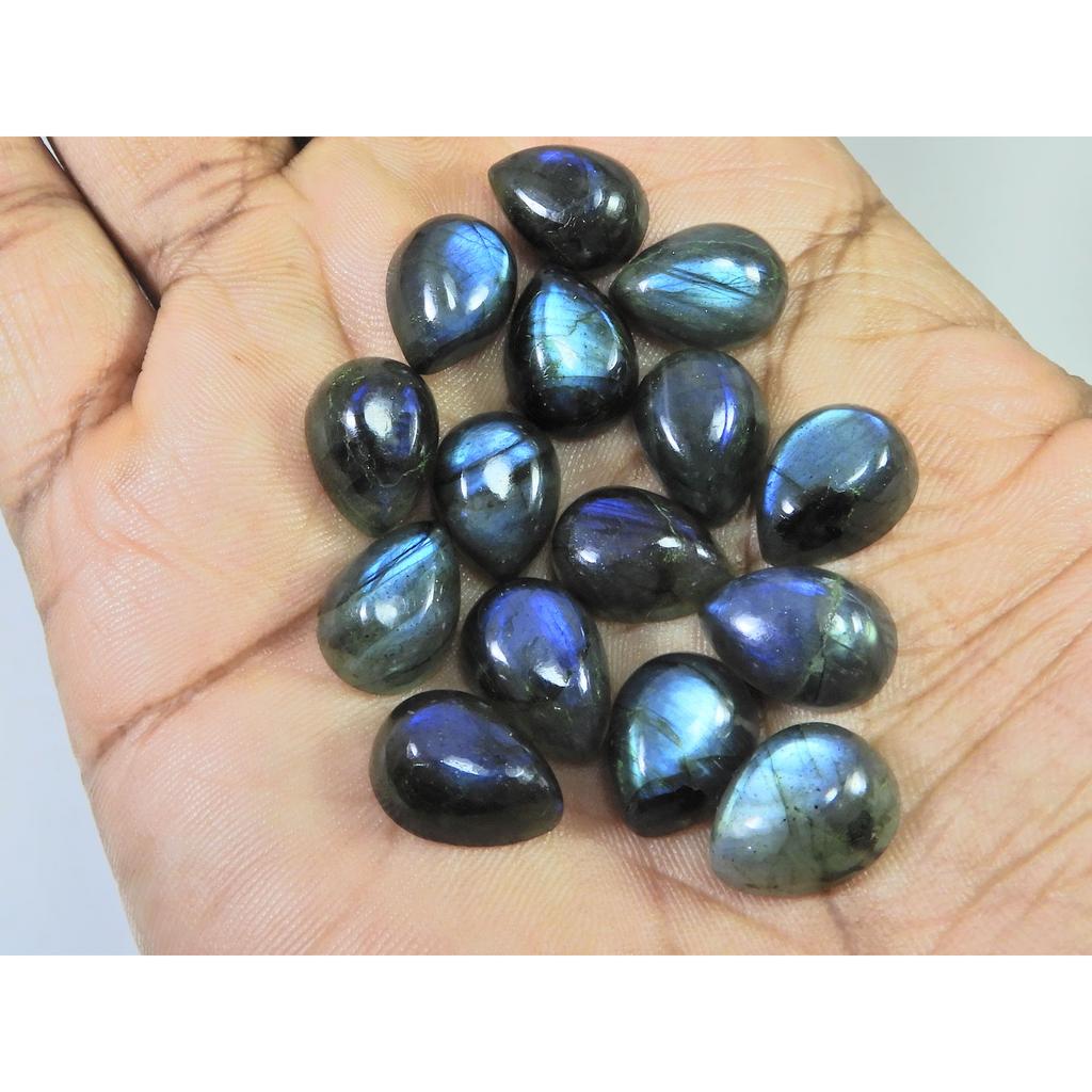 10X13MM Natural Labradorite Blue Fire Pear Cabochon Loose Gemstone 15Pcs Lot C-1111