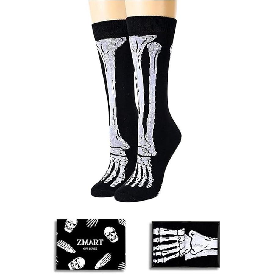 Zmart Halloween Gifts - Halloween Socks for Teens Adults, Knee Skeleton Socks Kids 2-3 Years