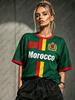2026 Morocco Football T Shirt For Women Red Letter Print Short Sleeve Tee Team Fans Uniform Casual Sports Football Jersey Tops