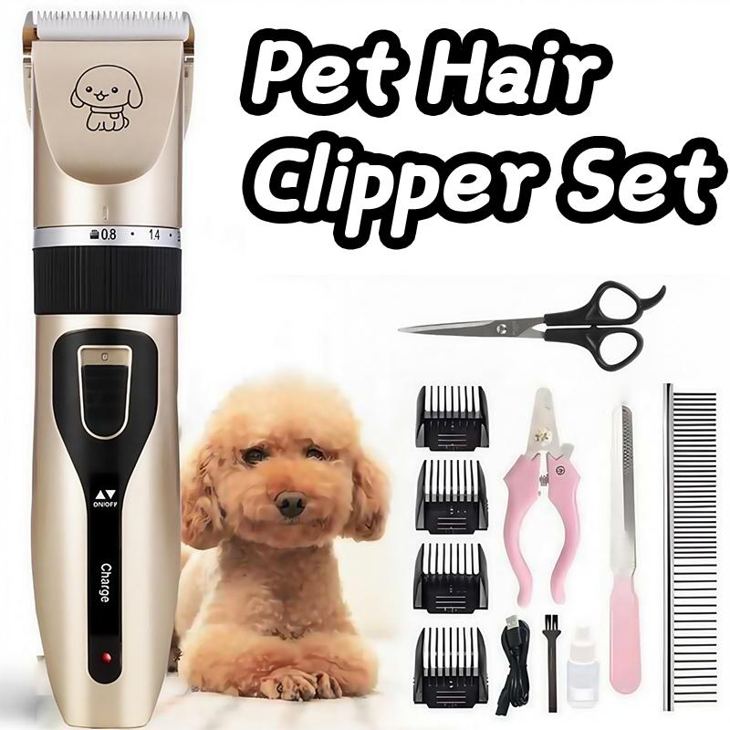 Professional Rechargeable Pet Shaver Kit Ceramic Blade Low Noise Dog Cat Hair Trimmer With 4 Limit Combs