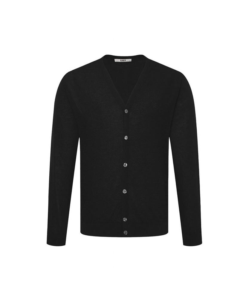 Dagseusyeocheu Cotton Blend V-Neck Cardigan Comfort Slim Fit Black_Dms1Swcd200K1