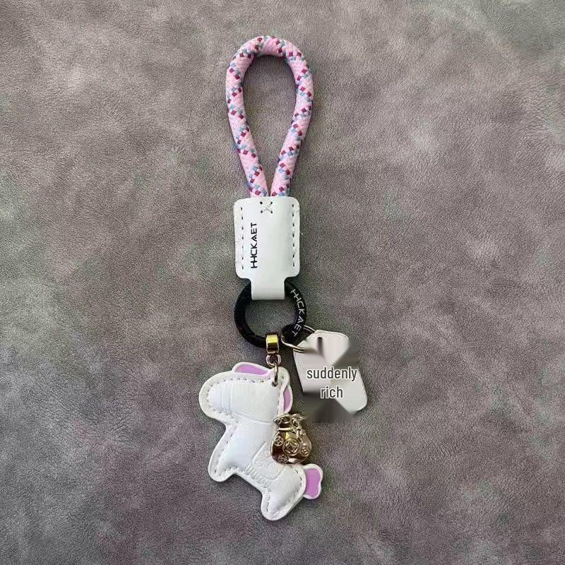 Cowhide Minimalist Couple Keychain - Exquisite Gift Bag Charm