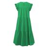 Women's Round Neck Casual Short Sleeve Ruffle-Trim Summer  Dresses