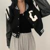 Autumn Cropped Bomber Jacket Women Vintage Korean Fashion Oversize Gothic Style Baseball Short Jackets Kpop Chic Streetwear
