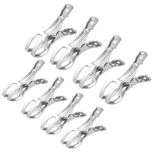 Strong, Large, Stainless Steel Clothespins, Windproof, Rust-Resistant, for Clothes Drying, Pants, and Hangers (8-Pack, 4 Large, 4 Small)