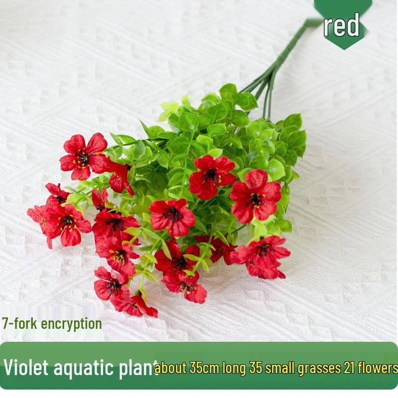 7-Fork Eucalyptus Leaves Violet Artificial Silk Flower Decoration for Dining Table