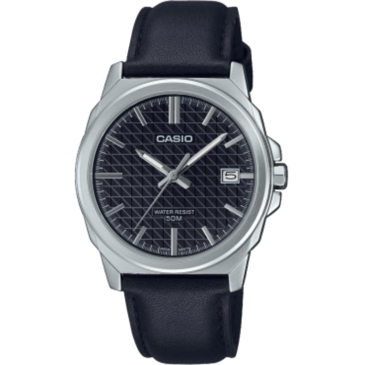 CASIO Quartz Movement Genuine Leather Strap Watch Unisex Black Dial MTP-E720L-1AV Black Dial