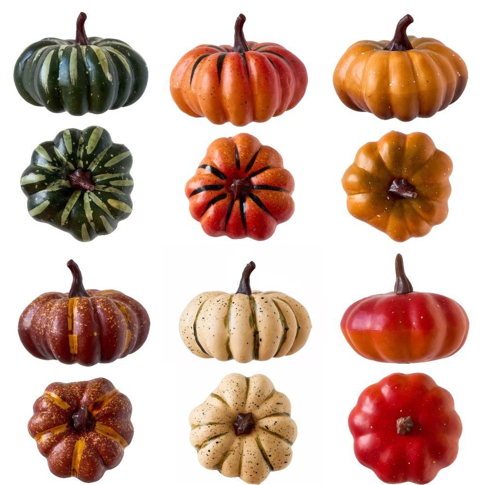 6PCS 1/9PCS Simulation Props Autumn Harvest Fake Pumpkin Thanksgiving Ornaments  Courtyard Display