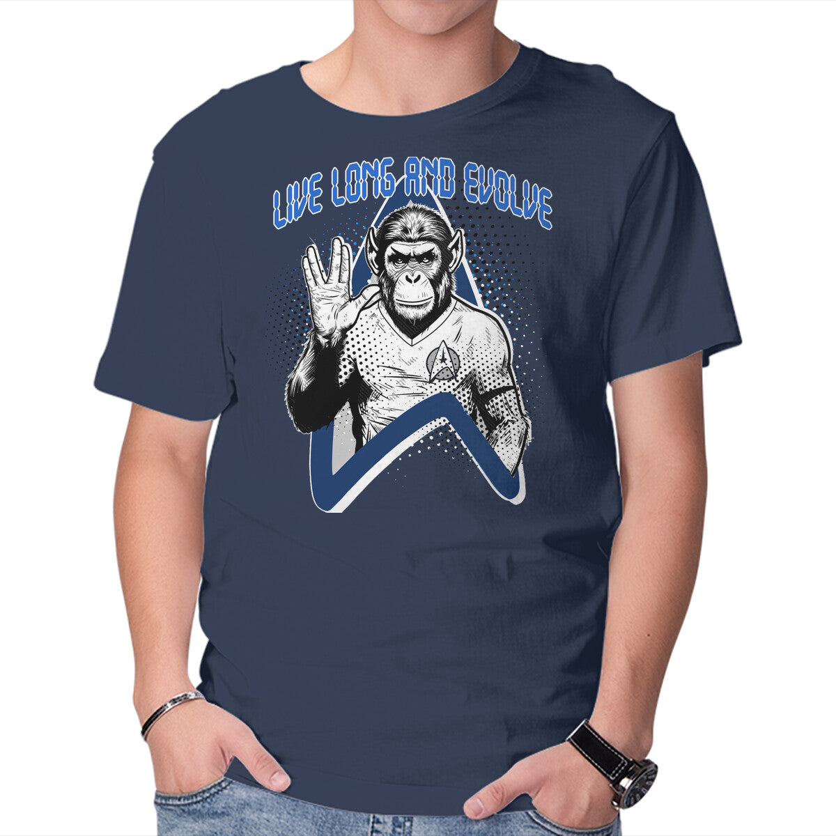 Unisex Crew Neck T-Shirt Live Long And Evolve Graphic Short Sleeve Casual Tee XXXL