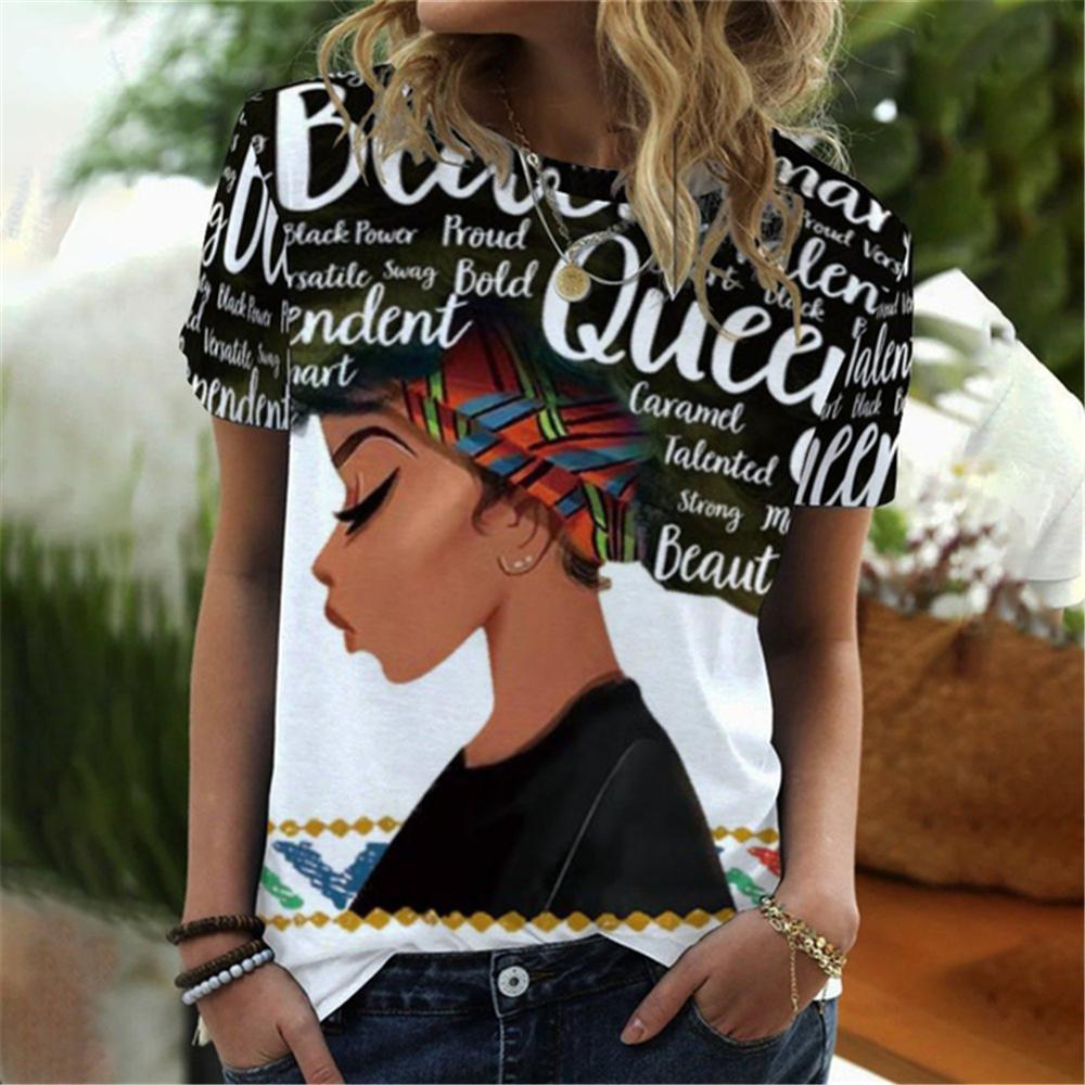 New African Girl Sexy 3D Print Women's T-Shirts Summer O-Neck Short Sleeve T Shirt Y2k Harajuku Tees Casual Tops Female Clothing