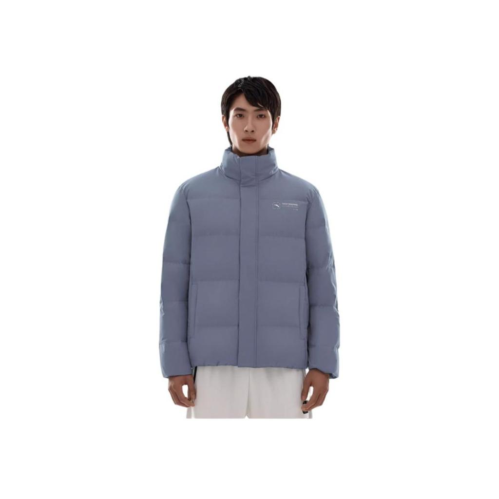 Anta Tréninková řada FW22 Jednobarevná Tištěné Písmeno Zip Teplá Silná Stojáček Péřová Bunda Pánské Svrchní Oblečení Šedá 952247944-3