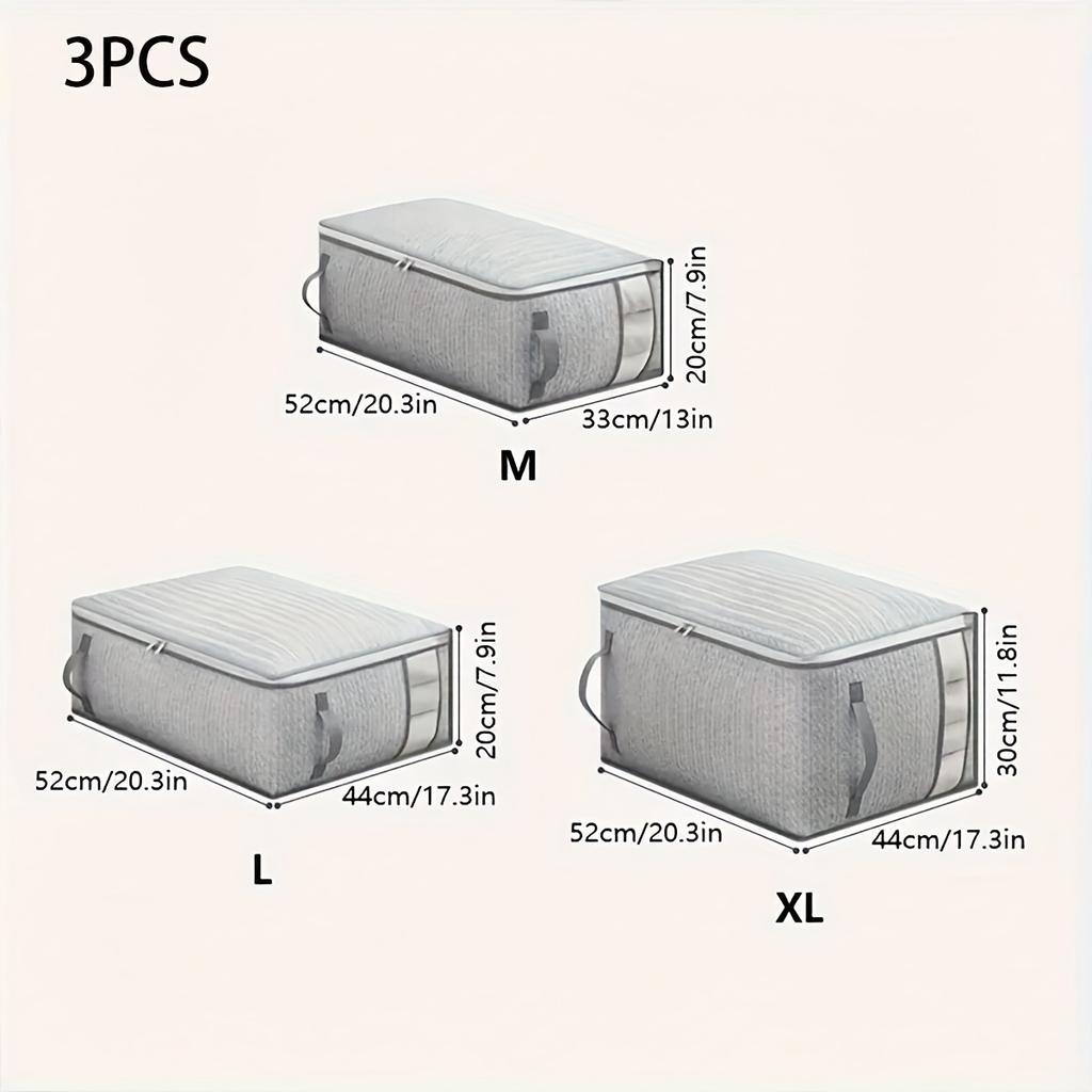 1pc/3pcs-Clothing Storage Bag, Quilt Mobile Storage Box, Home Bedroom Storage Bag, Organizing Large Capacity Storage Box