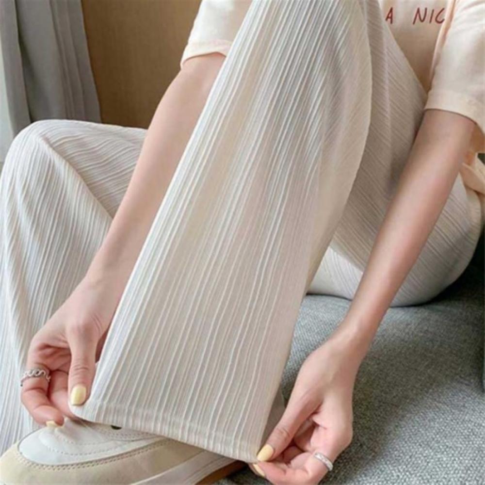 New Arrivals Open Run Women Pleated Wide Pants Banding Chalan Fit