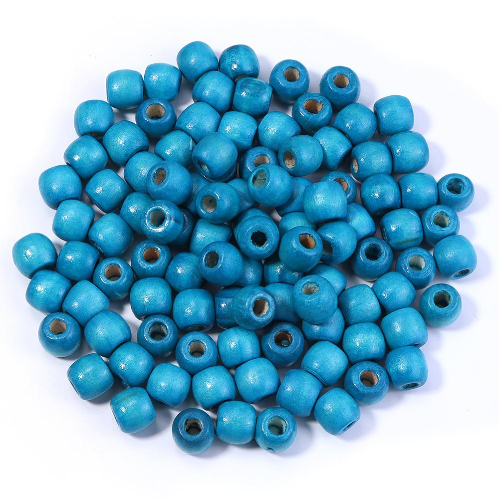 50-100Pcs Natural Wooden Beads Colorful Barrel Shaped Wood Beads Big Hole Loose Beads For Jewelry Making DIY Hair Accessories